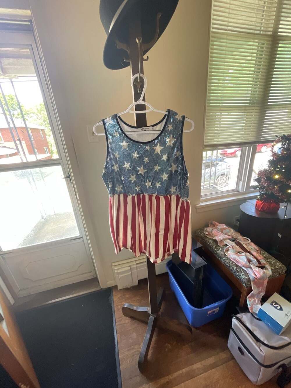 Crazy Train Star Spangled Me Sequin Bodice Tank Top